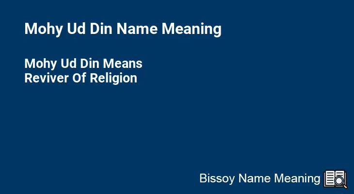 Mohy Ud Din Name Meaning